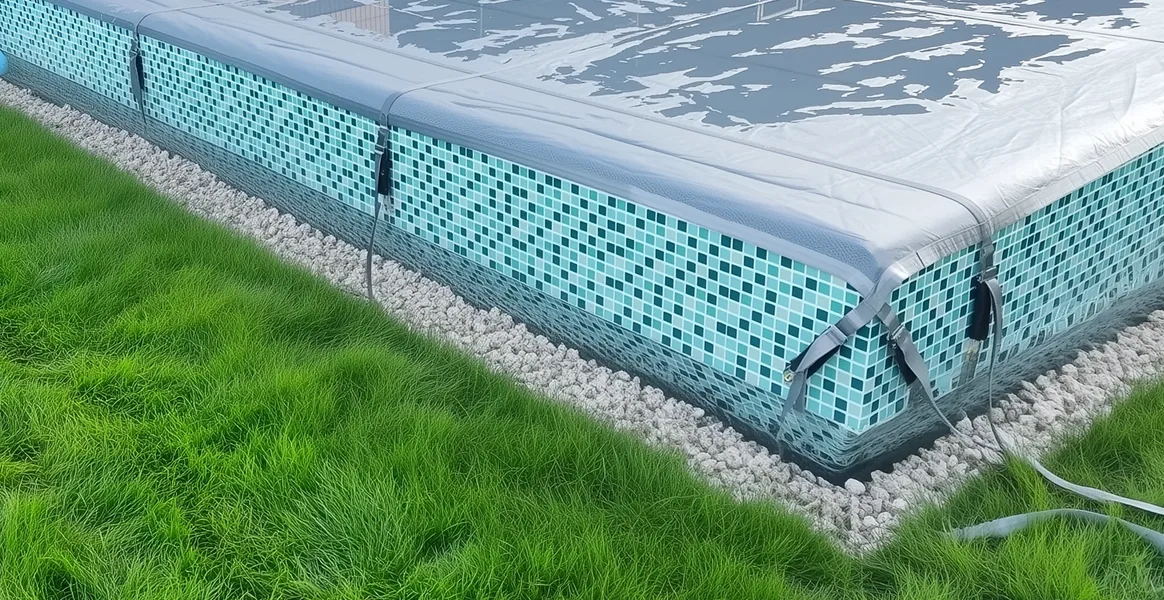 Покрывало для бассейна под снегом — защита зимой в Волгограде